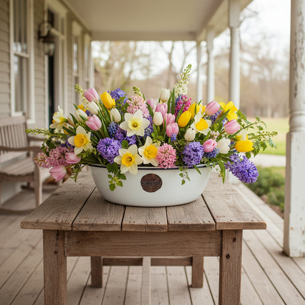 Large Vintage White Oval Enamelware Basin LISK FLINTSTONE New York