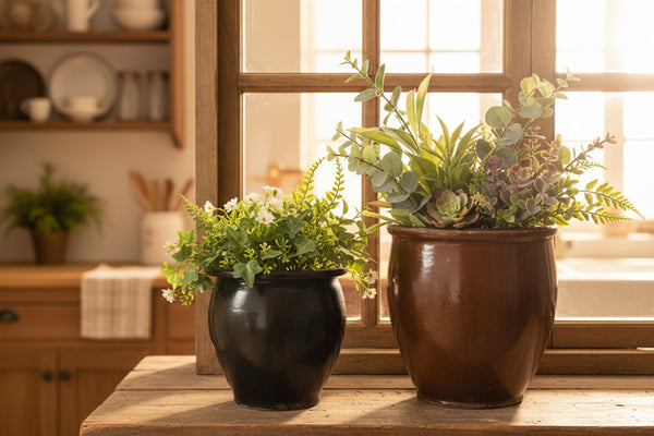 Pair of Old Glazed Crocks 2 Quart & 1 Quart