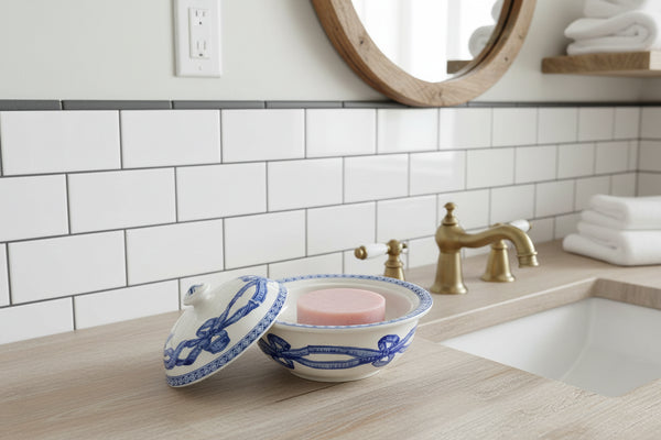 19th Century Round Lidded Soap Dish 3 Piece by Copeland England Registry Mark 1861