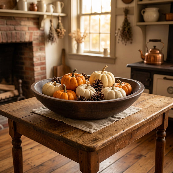 Antique Hand-Turned Walnut Wooden Utilitarian Kitchen Bowl 12 1/2"
