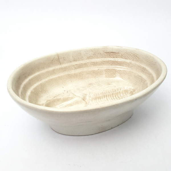 Antique White Stoneware Pudding Jelly Mold Corn Cob Imprint Primitive Farmhouse Kitchen Décor