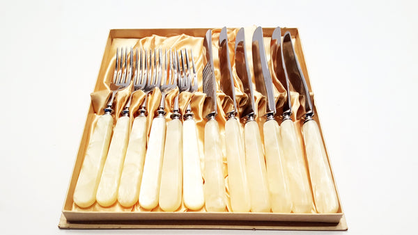 Early Boker Tree Brand Kitchen Cutlery with Mother of Pearl Handles