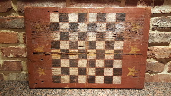 Antique Handcrafted Wooden Folk Art Checkerboard