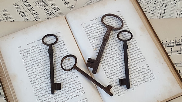 Antique Rustic Iron Skeleton Keys Collection of 4