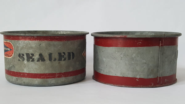 Vintage Nesco 4 Quart Dry Measure Galvanized Metal Containers - Set of 2