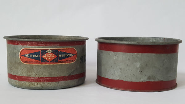 Vintage Nesco 4 Quart Dry Measure Galvanized Metal Containers - Set of 2