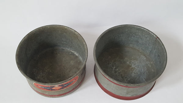 Vintage Nesco 4 Quart Dry Measure Galvanized Metal Containers - Set of 2