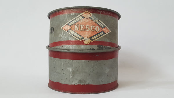 Vintage Nesco 4 Quart Dry Measure Galvanized Metal Containers - Set of 2
