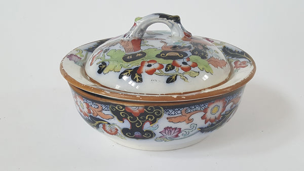 Early Mason's Ironstone China Table and Vase Design - 3 Piece Covered Bowl & Strainer Dish Insert