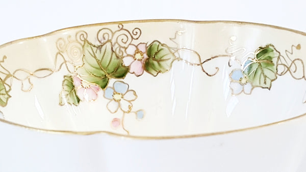 Antique Nippon Hand Painted Porcelain Nut Bowl Set of 7