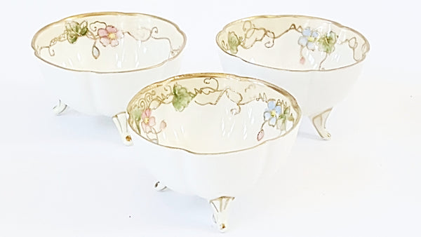 Antique Nippon Hand Painted Porcelain Nut Bowl Set of 7