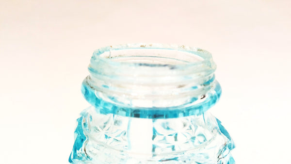 Antique Blue Pressed Glass Castor Set - Bottles and Rotary Stand - Daisy & Button Pattern