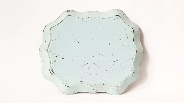 Large Hand Painted Green Floral Tole Tray
