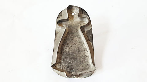 Antique "Woman in Long Dress" Tin Flat Back Cookie Cutter with Flat Back and Handle