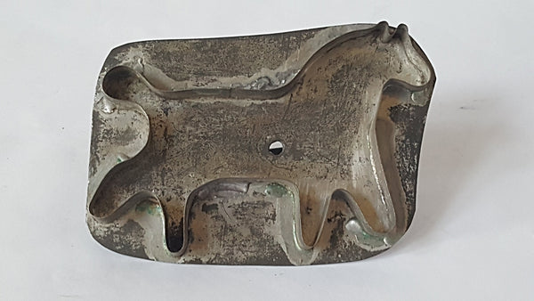 Antique Tin Horse Cookie Cutter Flat Back with Handle