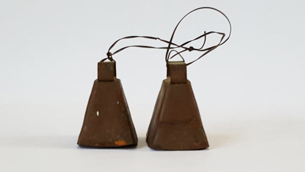 Vintage Copper Plated Cow Bells - Initialed