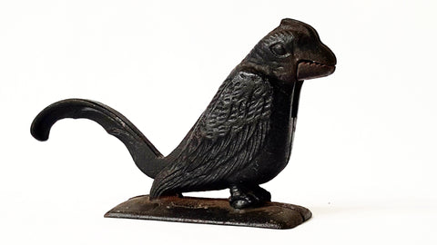 Vintage Black Cat Iron Table-Top Parrot Nutcracker 