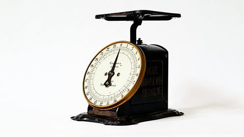 Antique Columbia Family Scale Pat. 1906 with Double-Sided Talbot, Brooks & Ayer Advertising