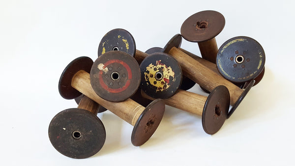 Vintage Wooden Textile Spools - Collection of 10