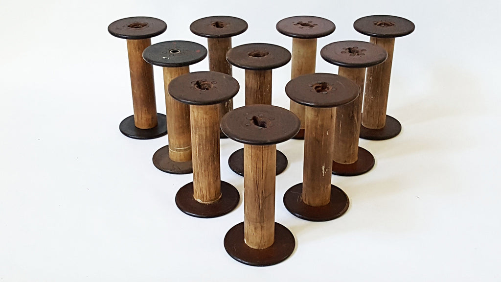 Vintage Wooden Textile Spools - Collection of 10