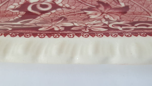 Mason's  Ironstone 11" Square Open Handled Cake Plate - Vista Pink/Red Pattern England