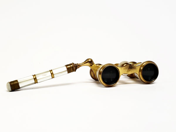 Late 1800's Iris Paris French Mother of Pearl and Brass Opera Glasses