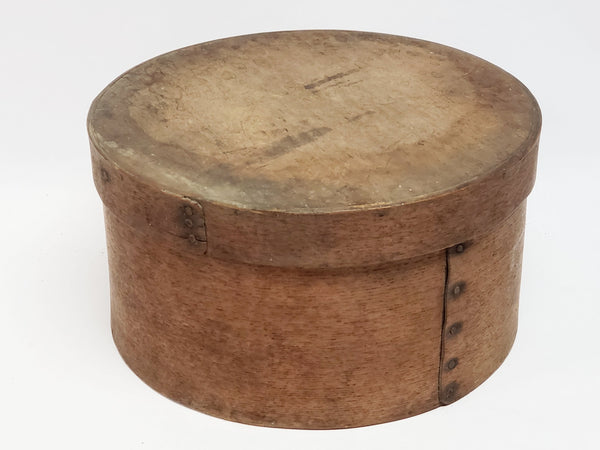19th Century New England Round Wood Pantry Box Signed J Burr