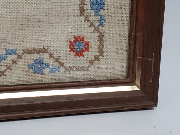 Vintage Hand Crafted Cross Stitch Embroidery Sampler -  This Is Our House The Door Opens Wide