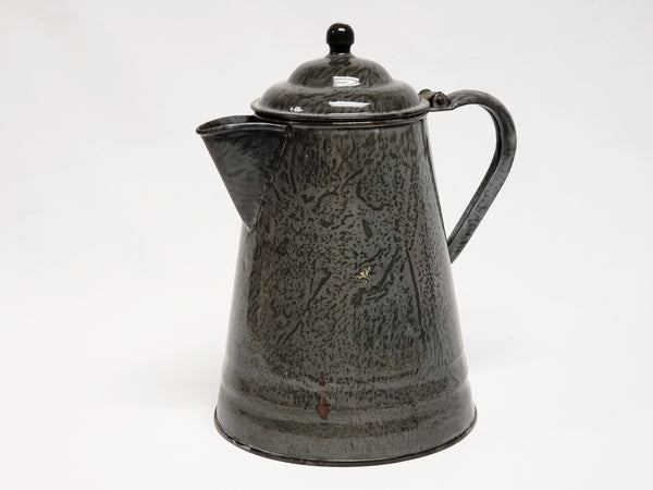 Gray Mottled Enamelware Coffee Pot
