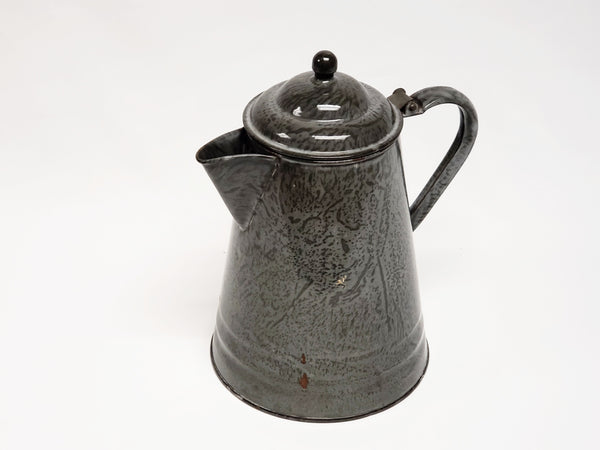 Gray Mottled Enamelware Coffee Pot