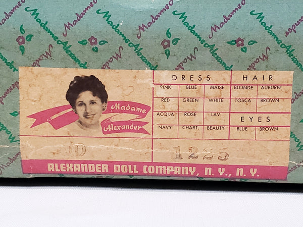Vintage Madame Alexander Doll "Meg" 1225 in Original Box