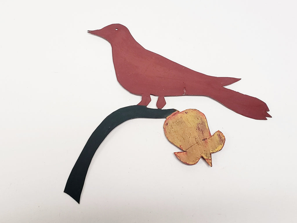 Folk Art Hand-Cut Tin Bird Quilt Template Cut-Out - Signed