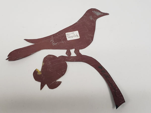 Folk Art Hand-Cut Tin Bird Quilt Template Cut-Out - Signed