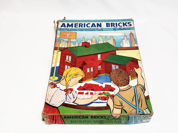 Vintage Wooden American Blocks With Original Box - Over 15 pounds