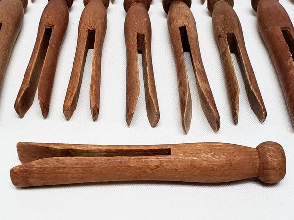 Vintage Wooden Clothespins, Collection of 25,  Round Top