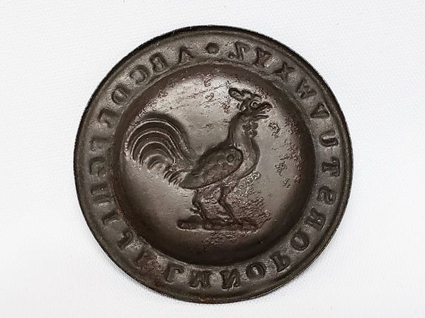 Miniature 2 inch ABC Alphabet Tin Collectible Plate - Crowing Rooster ~ 1850-1899