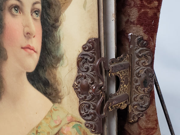 Antique Victorian Celluloid Portrait Album on Stand