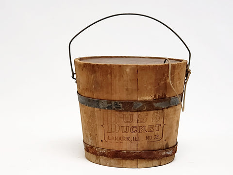 Wooden Buss Bucket With Bail Handle and Lid No. 22 - Lanark, IL