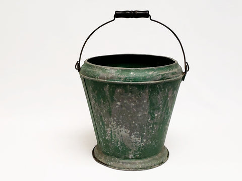 Farmhouse Metal Farm Bucket with Original Green Paint
