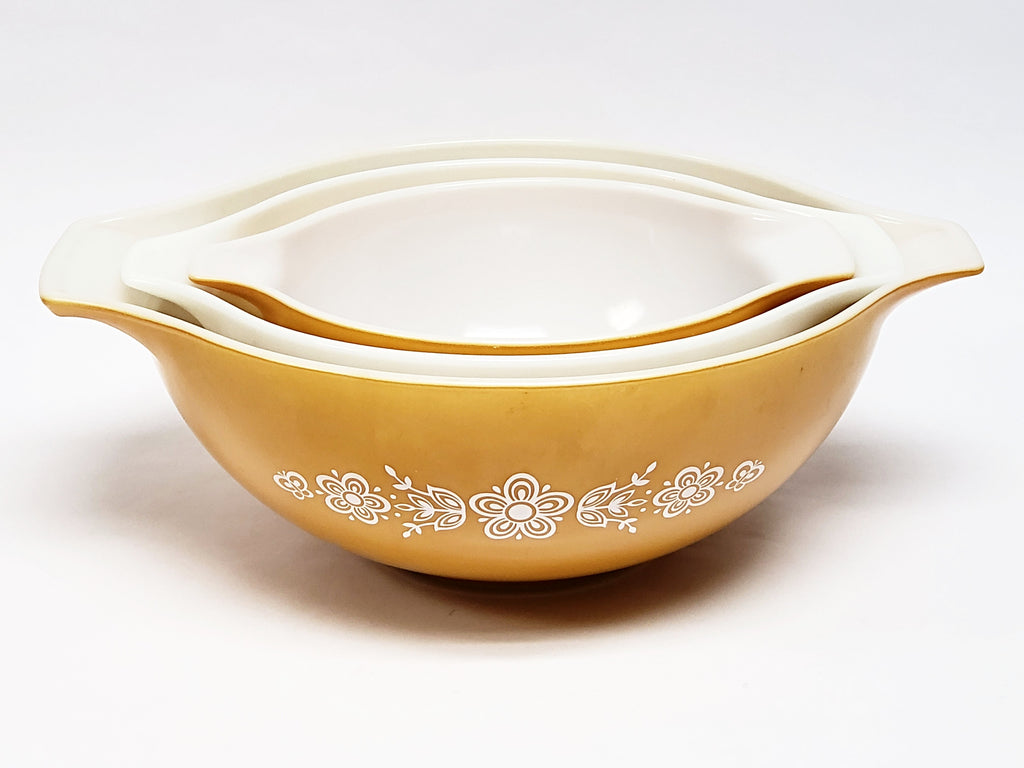 Vintage Pyrex Cinderella Nesting Bowls - Butterfly Gold Pattern