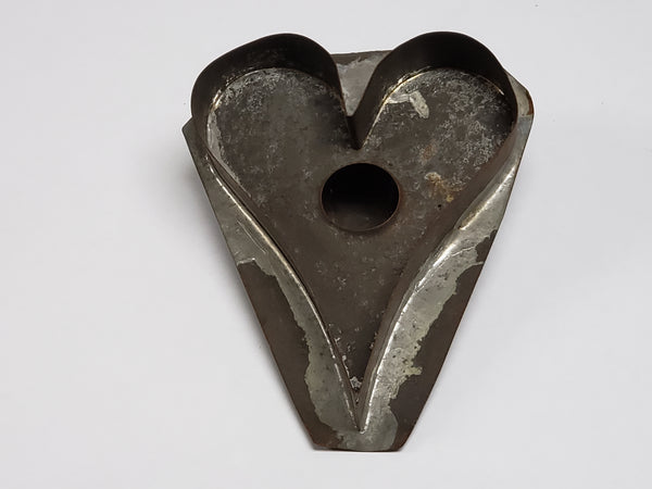 Antique Large Tin Heart Cookie Cutter - Flat Back Soldered Seams