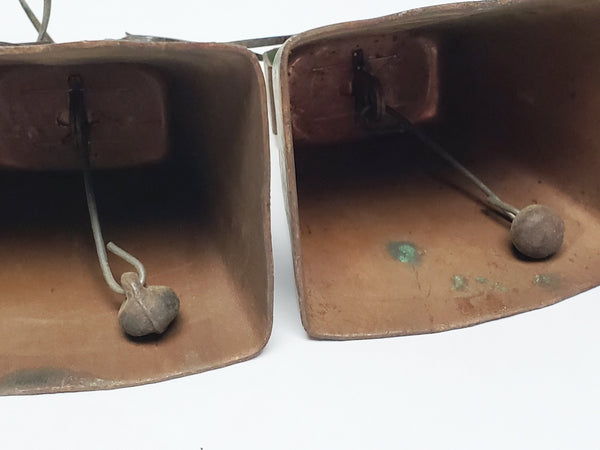 Vintage Copper Plated Cow Bells - Initialed