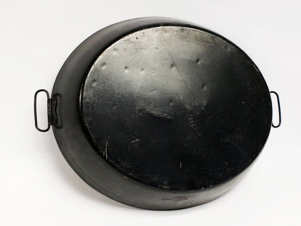 Tole Painted Double Handled Deep Skillet Pan - Birds and Fruit