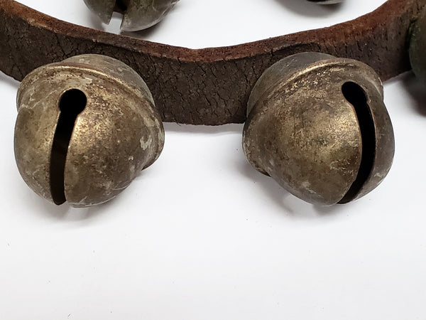 Antique Sleigh Bells On 57" Leather Strap -  Christmas Decor