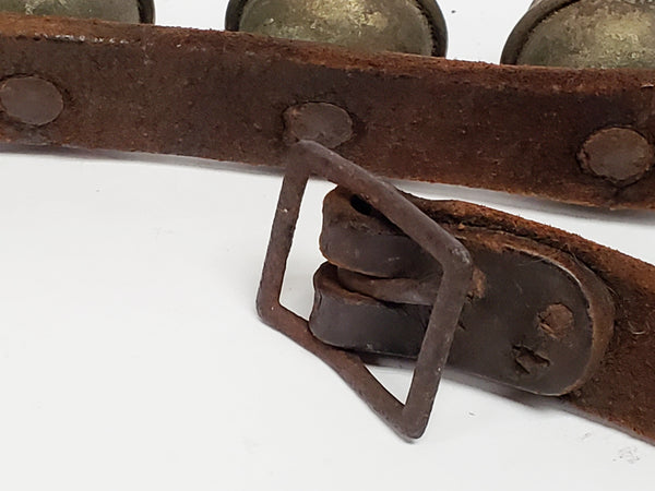 Antique Sleigh Bells On 57" Leather Strap -  Christmas Decor