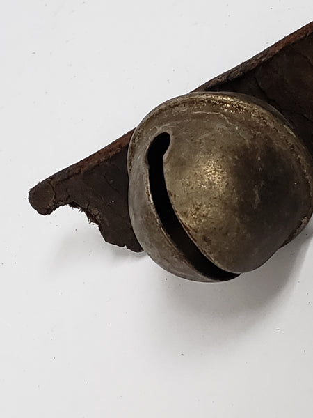 Antique Sleigh Bells On 57" Leather Strap -  Christmas Decor