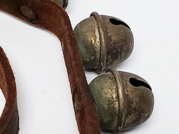 Antique Sleigh Bells On 57" Leather Strap -  Christmas Decor