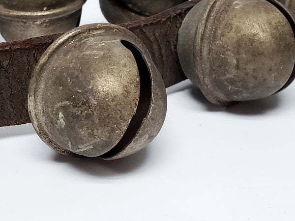 Antique Sleigh Bells On 57" Leather Strap -  Christmas Decor