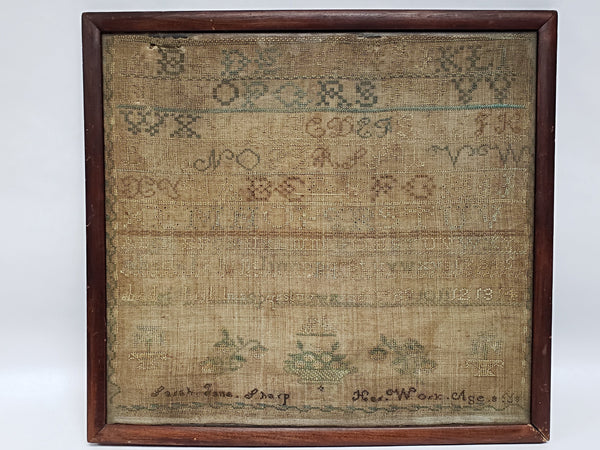 Antique 1800's Framed Child's Alphabet Sampler - Signed