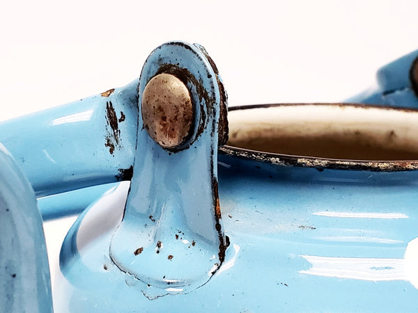 Vintage Blue With White Polka Dot Enamelware Tea Kettle Pot